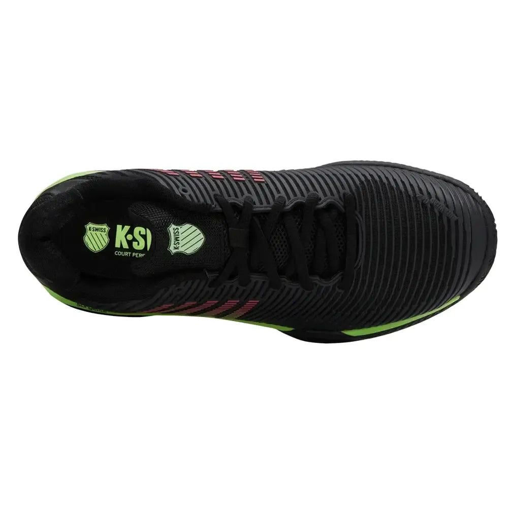 Men's Hypercourt Express 2 Clay Tennis Shoes Black and Soft Neon Green-Footwear-K-Swiss-06614-034F25-3-Tennis Express