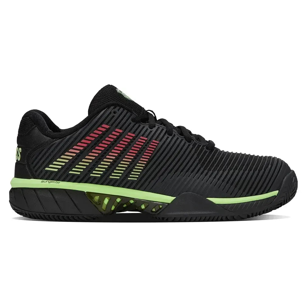 Men's Hypercourt Express 2 Clay Tennis Shoes Black and Soft Neon Green-Footwear-K-Swiss-06614-034F25-Tennis Express