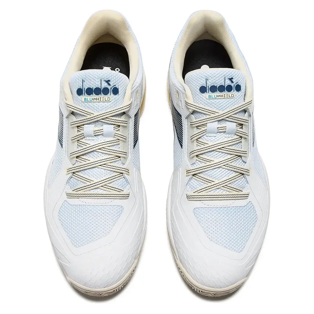 Men's Blueshield Torneo 3 Clay Tennis Shoes Whisper White and Ensign Blue-Footwear-Diadora-101.181468_C0181_6-Tennis Express