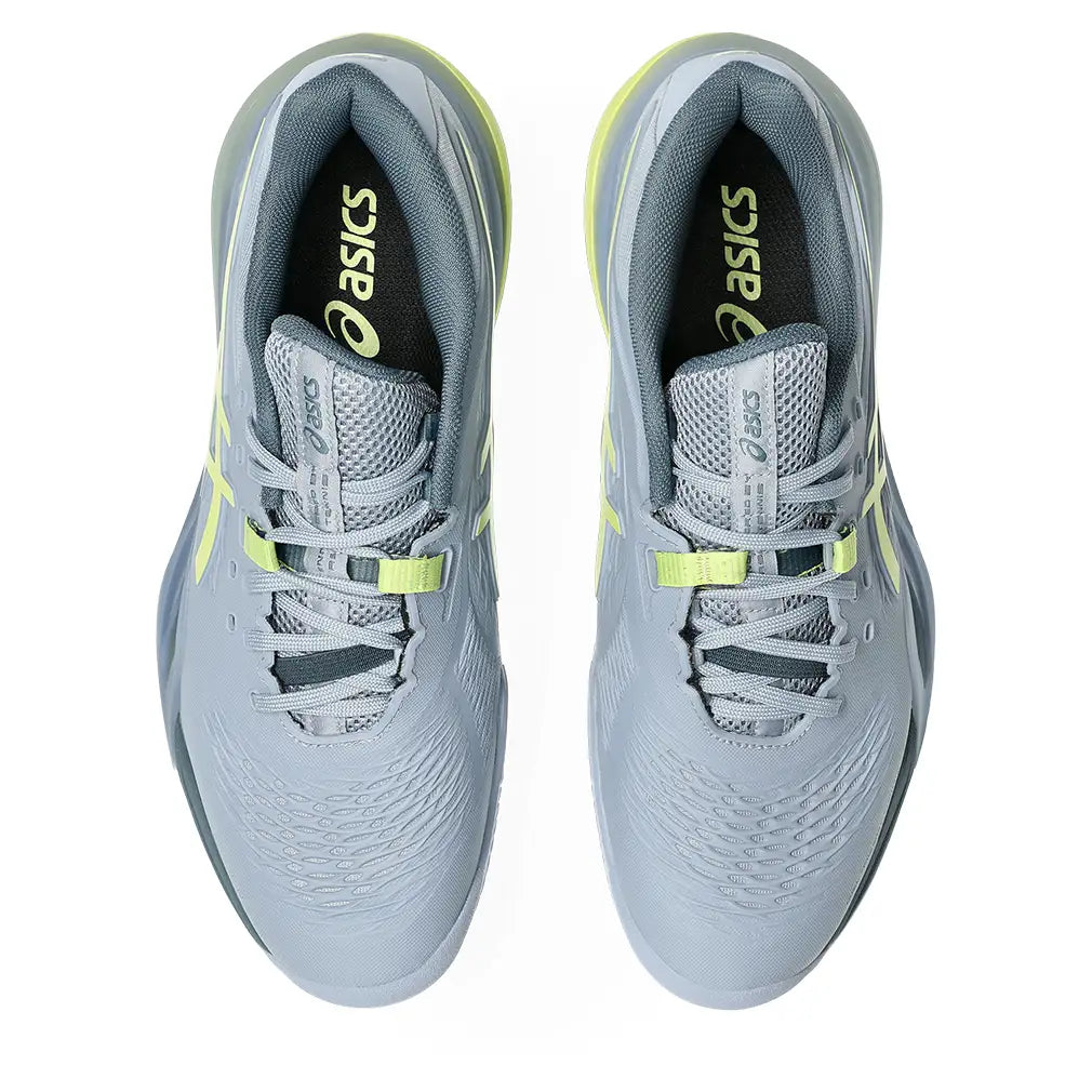Men's CLAY Court GEL-Resolution X Tennis Shoes Grey Blue and Pistachio,Footwear,Asics,,,Tennis Express,1041A485-402U26-3