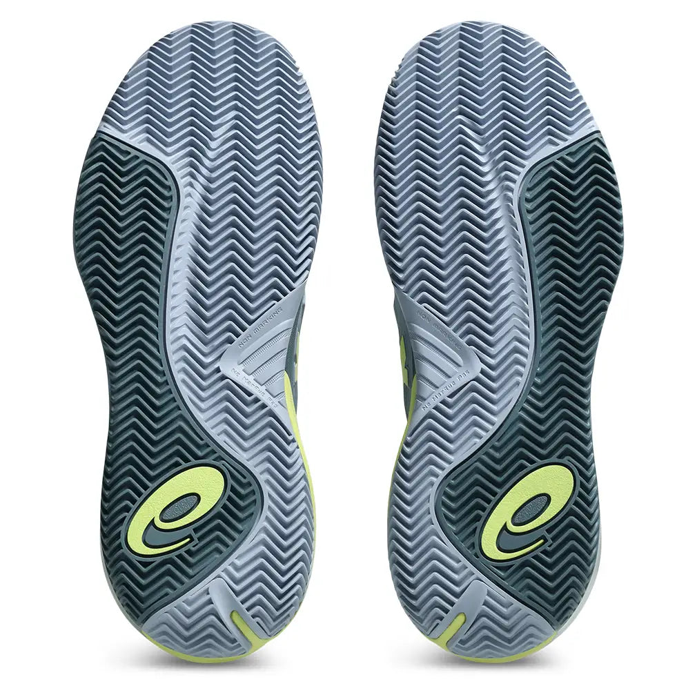 Men's CLAY Court GEL-Resolution X Tennis Shoes Grey Blue and Pistachio,Footwear,Asics,,,Tennis Express,1041A485-402U26-5