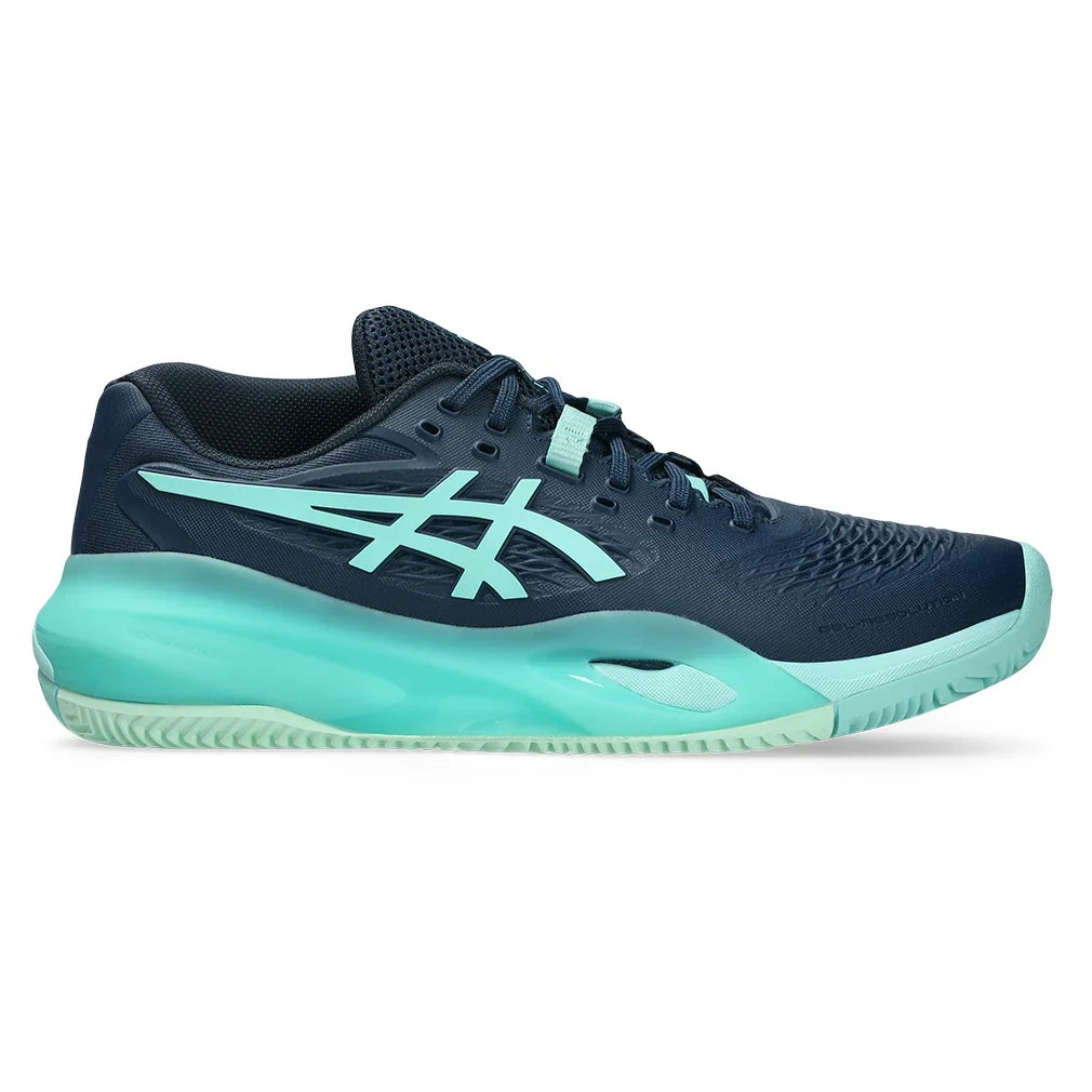 Men's CLAY Court GEL-Resolution X Tennis Shoes Night Sky and Illuminate Mint,Footwear,Asics,,,Tennis Express,1041A485_404-1