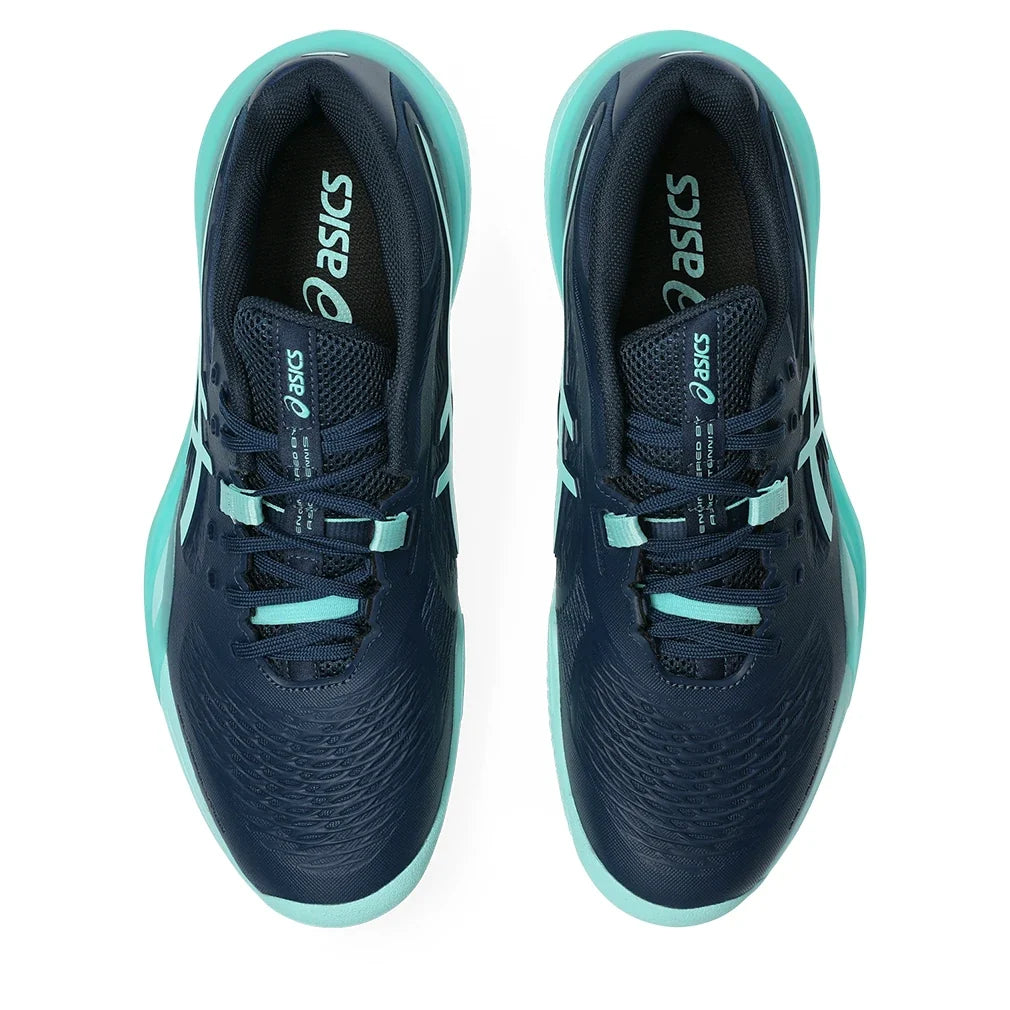 Men's CLAY Court GEL-Resolution X Tennis Shoes Night Sky and Illuminate Mint,Footwear,Asics,,,Tennis Express,1041A485_404-4