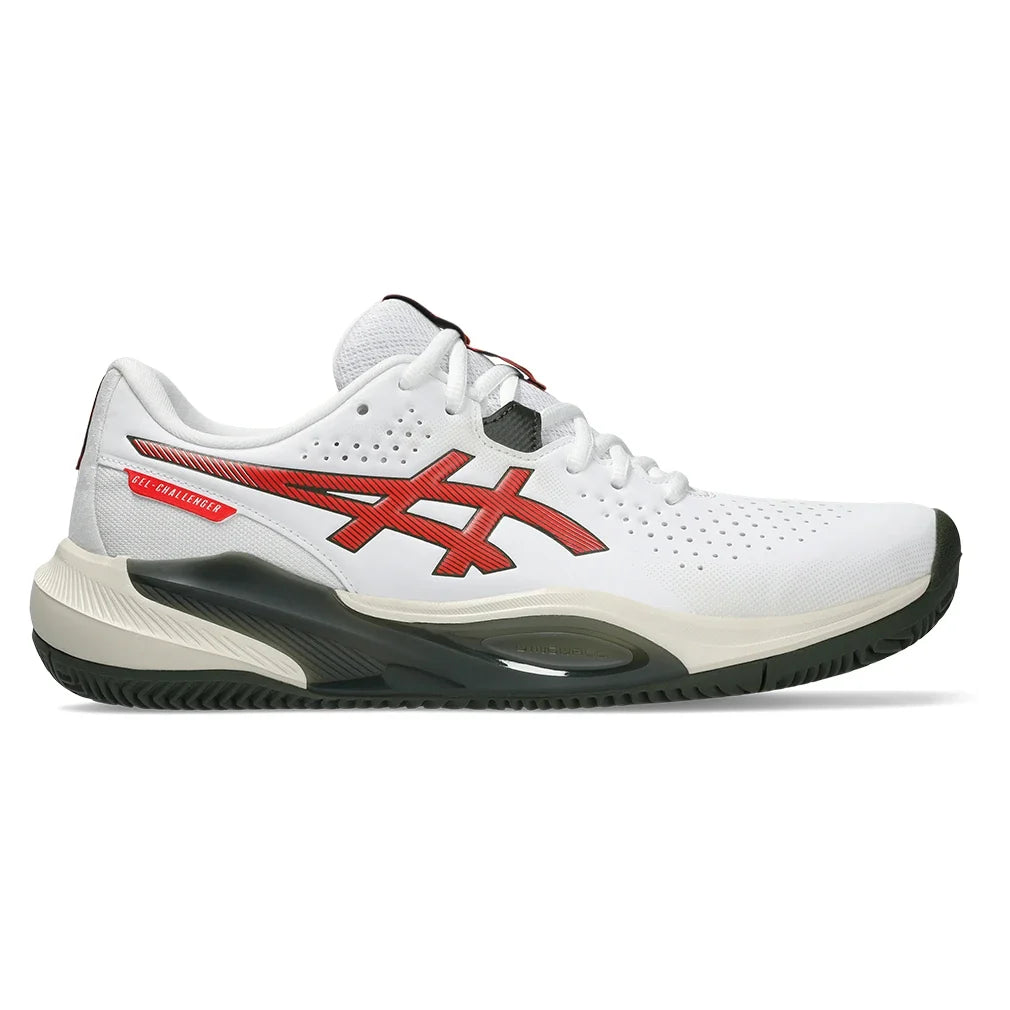 Men's GEL-Challenger 15 Clay Tennis Shoes White and Cherry Tomato,Footwear,Asics,,,Tennis Express,1041A508_104-2