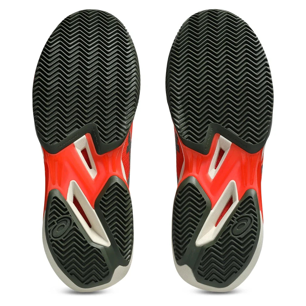 Men's CLAY Court Solution Speed FF 4 Tennis Shoes Cherry Tomato and Vintage Khaki,Footwear,Asics,,,Tennis Express,1041A533_800-6