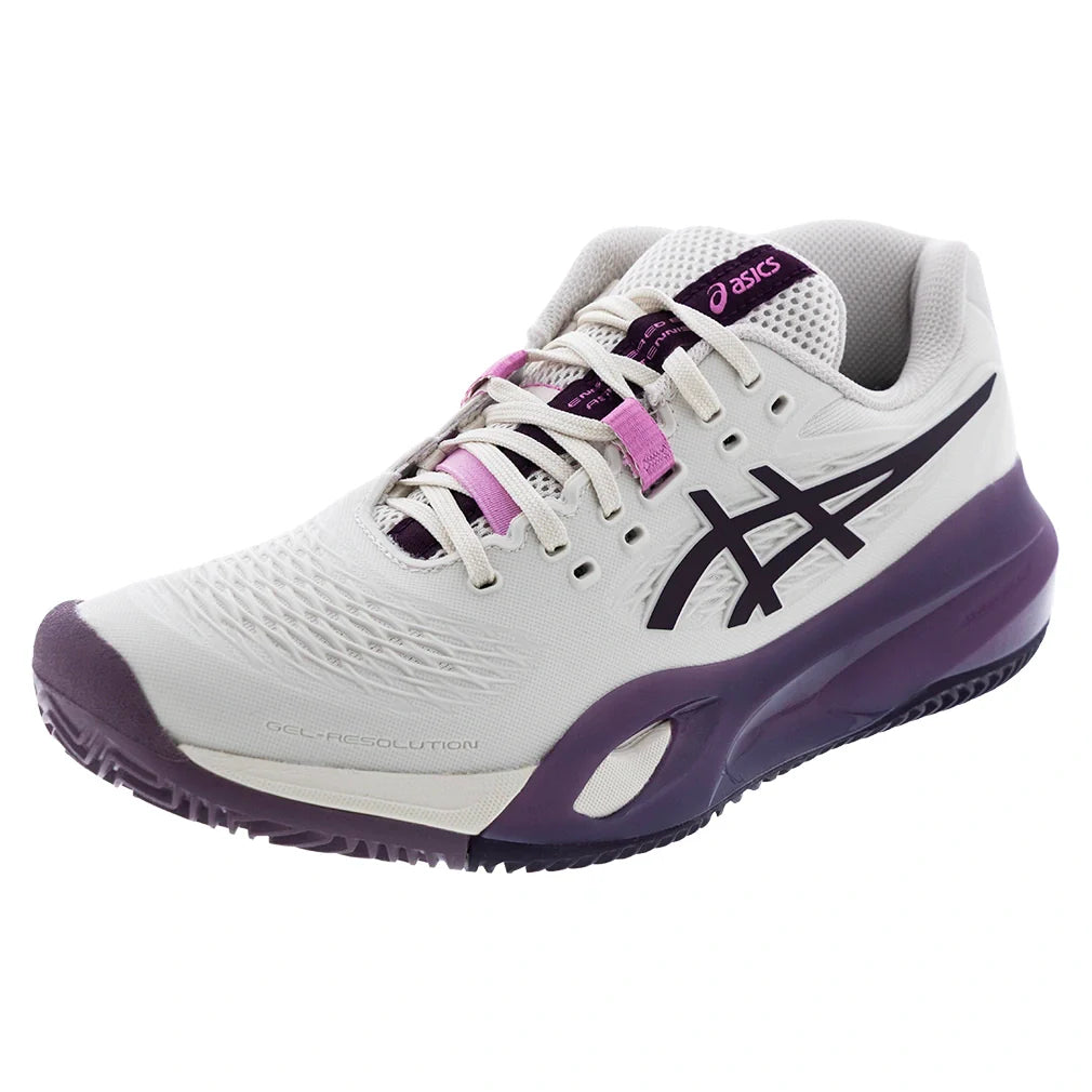 Women's CLAY Court GEL-Resolution X Tennis Shoes Soft Oat and Dark Aubergine,Footwear,Asics,,,Tennis Express,1042A277-250F26copy_1f2c29ae-2a72-4509-912b-9cfd385b046f