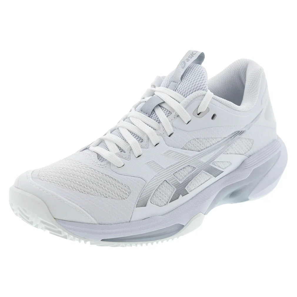 Women's Solution Speed FF 4 Clay Tennis Shoes White and Pure Silver-Footwear-Asics-5-WHITE/PR_SV, [current_file_name-Tennis Express