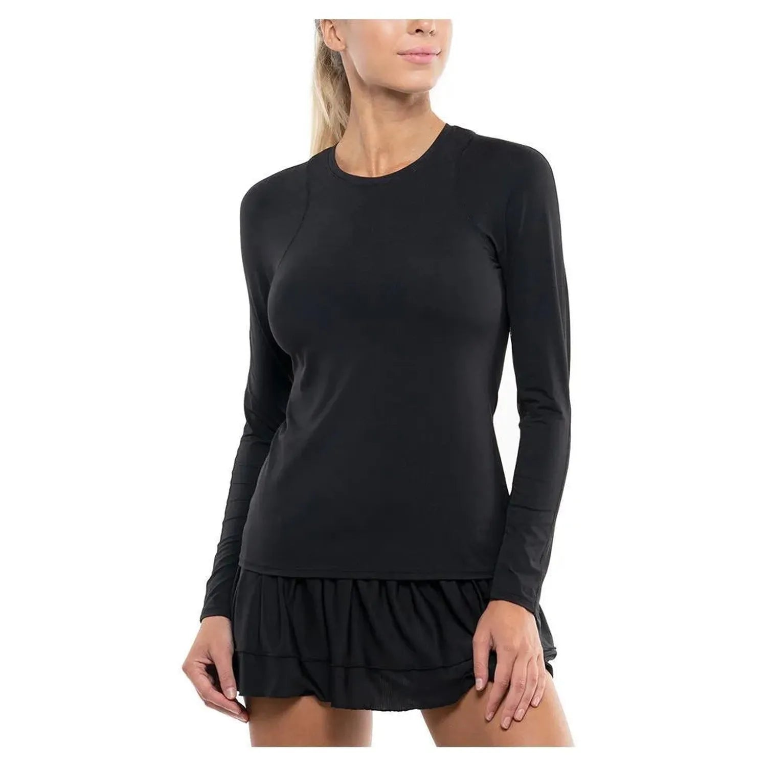 Women's LUV Breeze Long Sleeve Tennis Crew-Apparel-Lucky In Love-105241-001_BLACK-L-Tennis Express