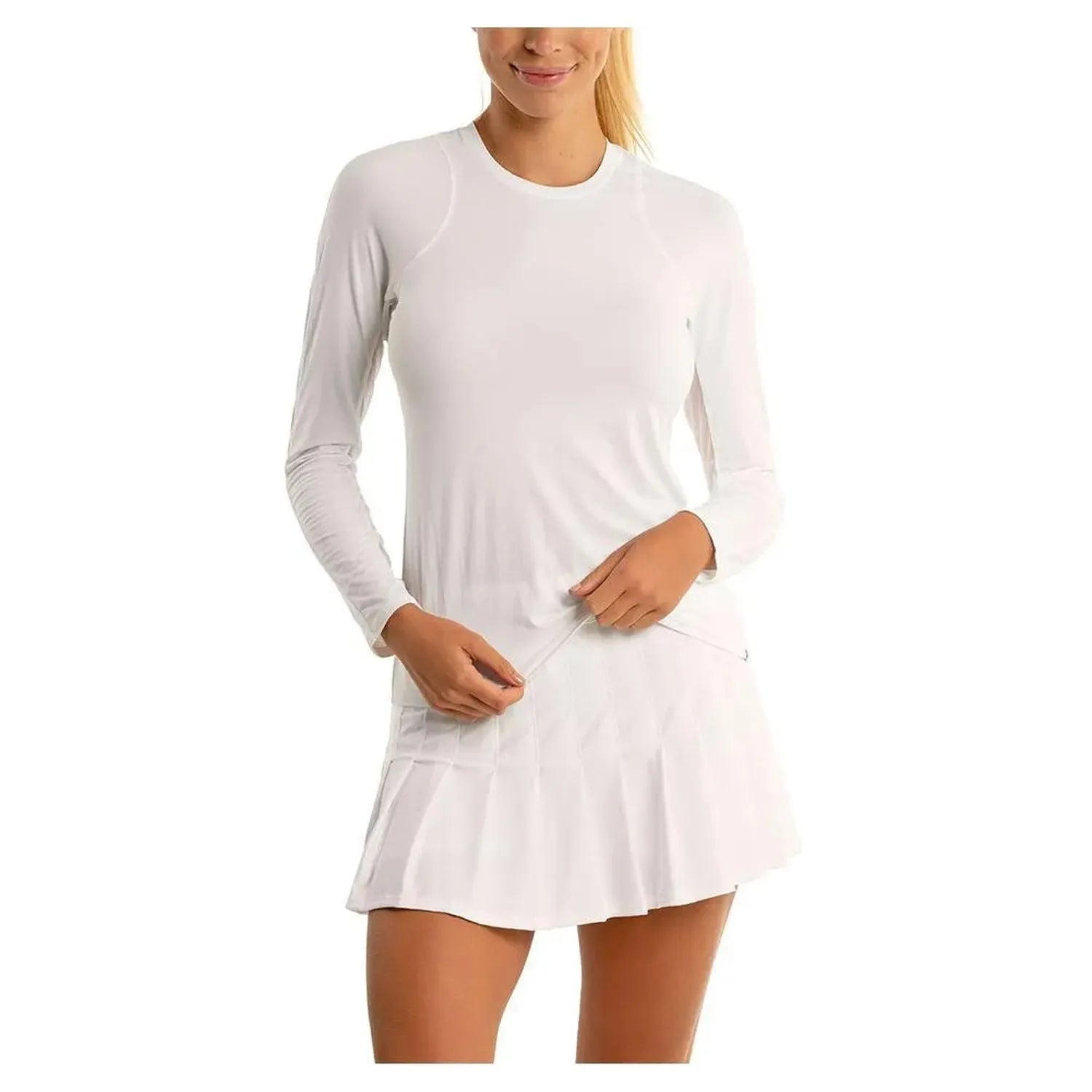Women's LUV Breeze Long Sleeve Tennis Crew-Apparel-Lucky In Love-105241-110_WHITE-L-Tennis Express