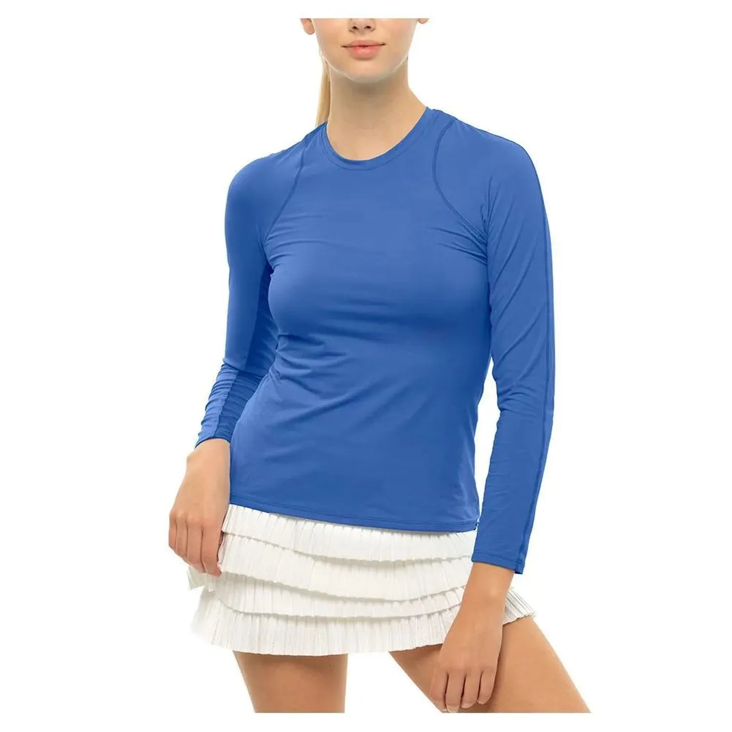 Women's LUV Breeze Long Sleeve Tennis Crew-Apparel-Lucky In Love-105241-430_BLUEMARINE-L-Tennis Express