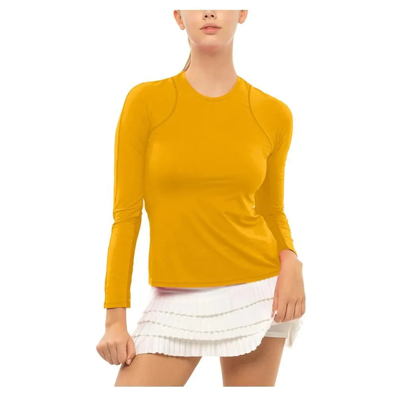 Women's LUV Breeze Long Sleeve Tennis Crew-Apparel-Lucky In Love-105241-808_FIRE-L-Tennis Express