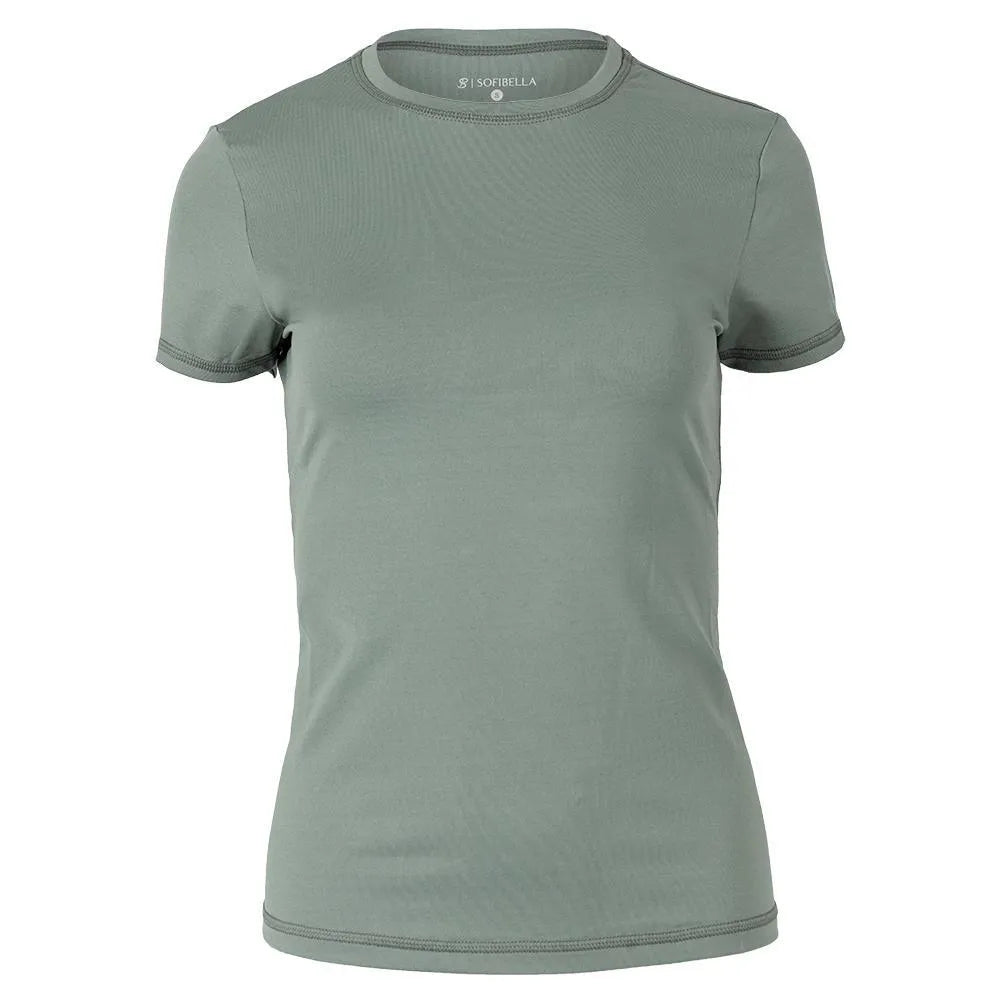 Women's UV Colors Short Sleeve Tennis Top Army-Apparel-Sofibella-105539-DEFAULT-L-Tennis Express