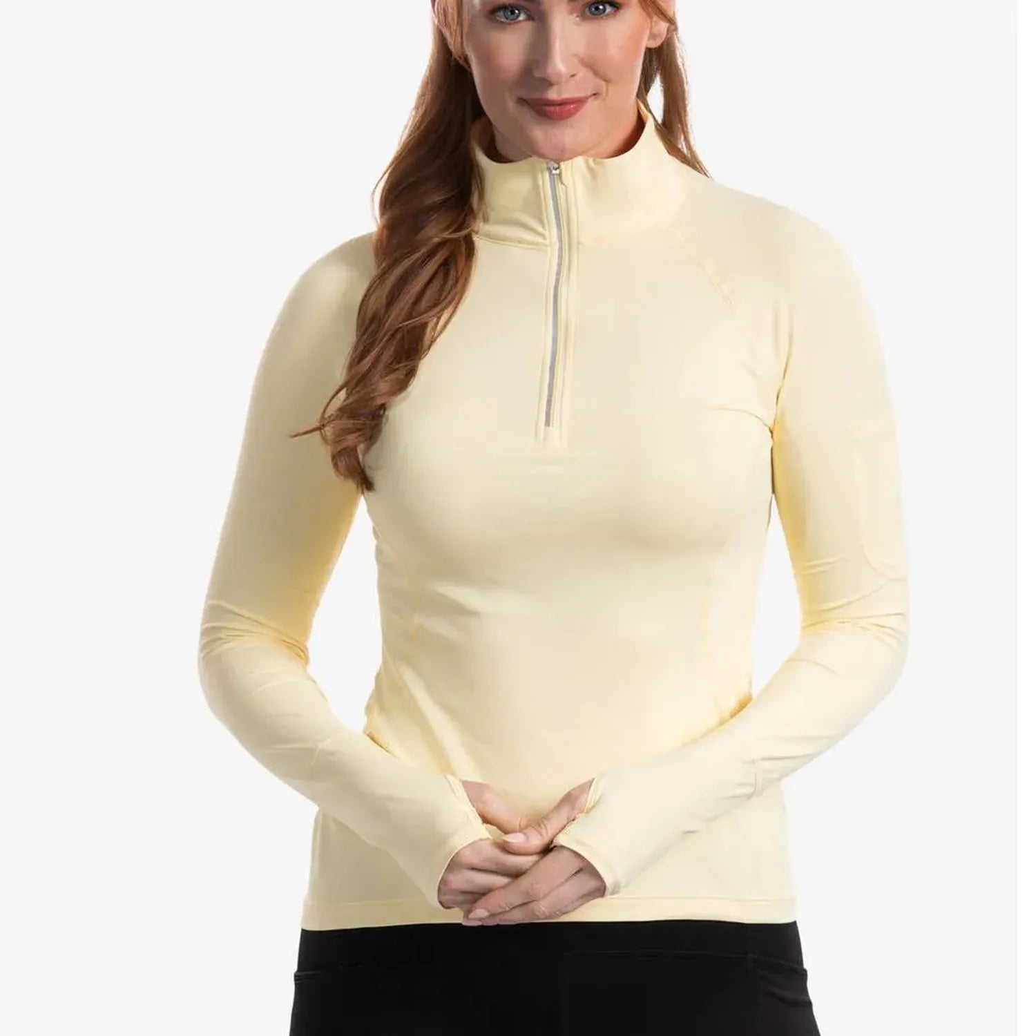 Women's Mock Zip Tennis Top-Apparel-BloqUV-105678-LEMON_YELLOW-L_c1691644-d43c-46c5-9c19-ea1ed0e74318-Tennis Express