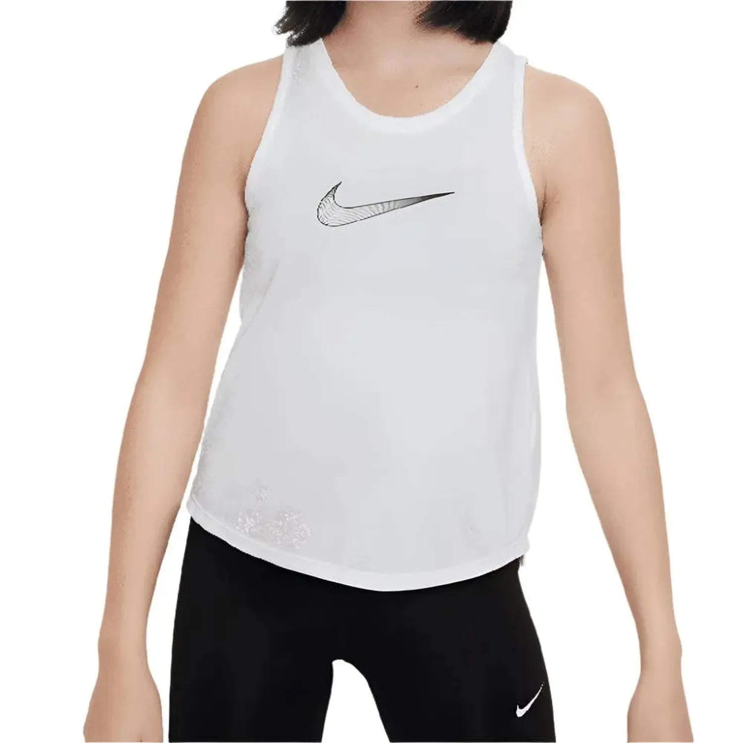 Girls' Dri-FIT One Training Tank White and Black-Apparel-Nike-106696-DEFAULT-L-Tennis Express