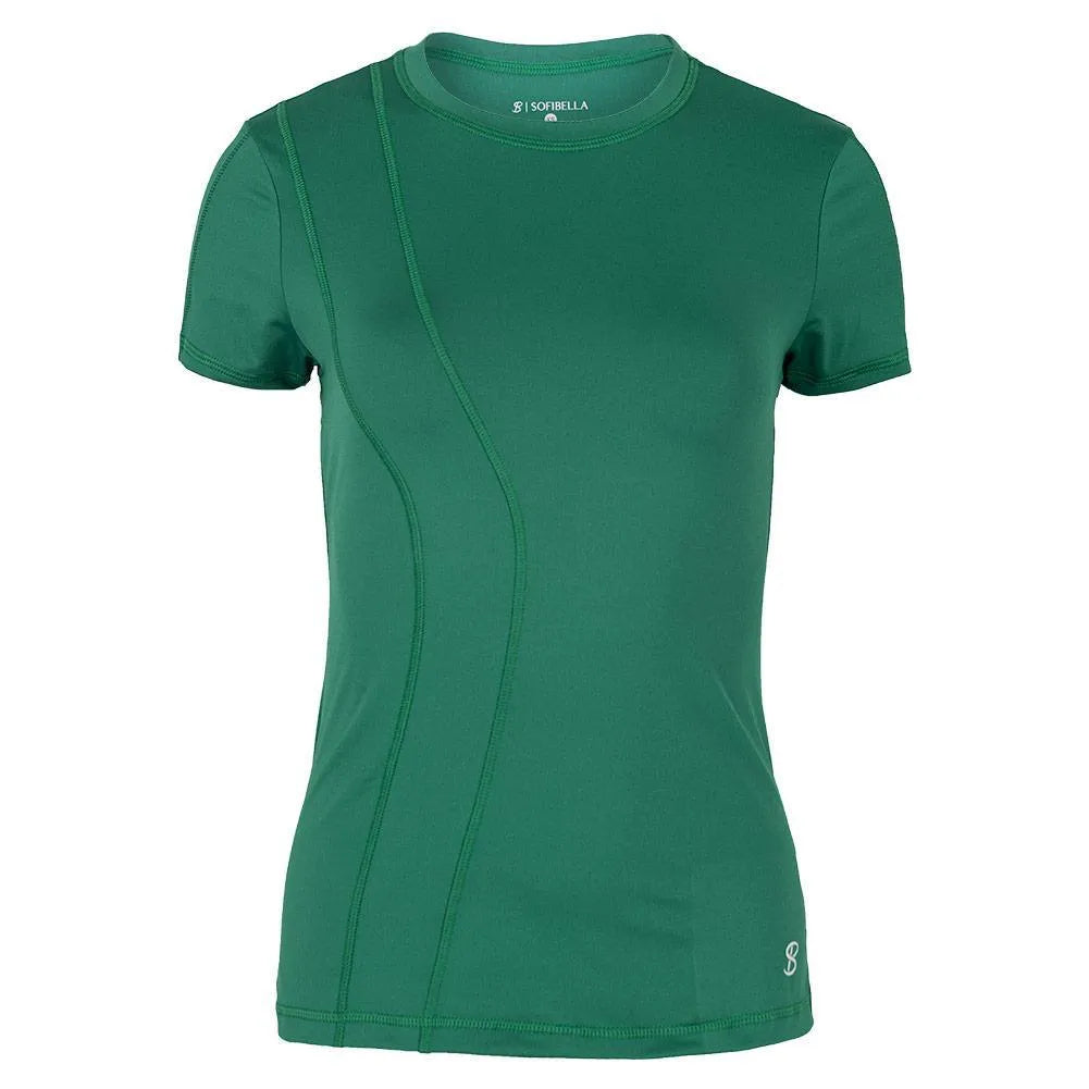 Women's Short Sleeve Tennis Top-Apparel-Sofibella-107016-FOREST_GREEN-L-Tennis Express