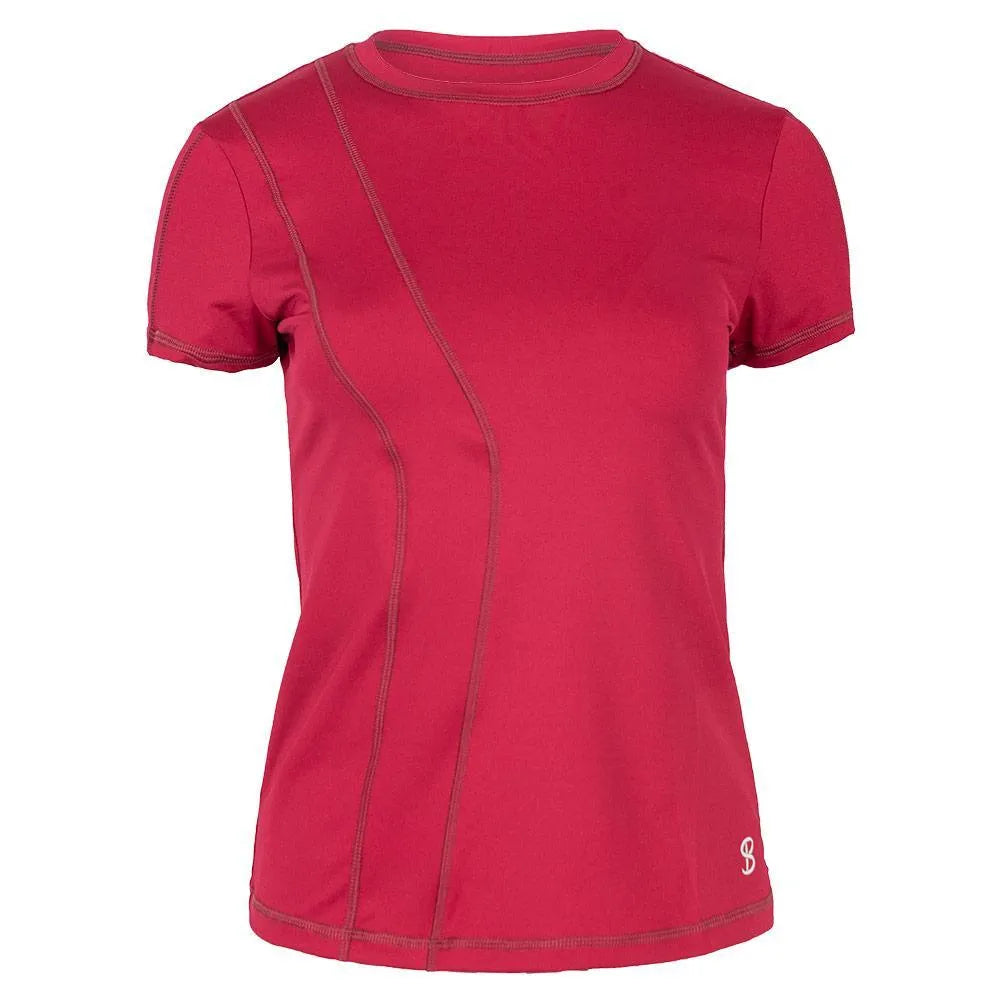Women's Short Sleeve Tennis Top-Apparel-Sofibella-107016-MAROON-L-Tennis Express