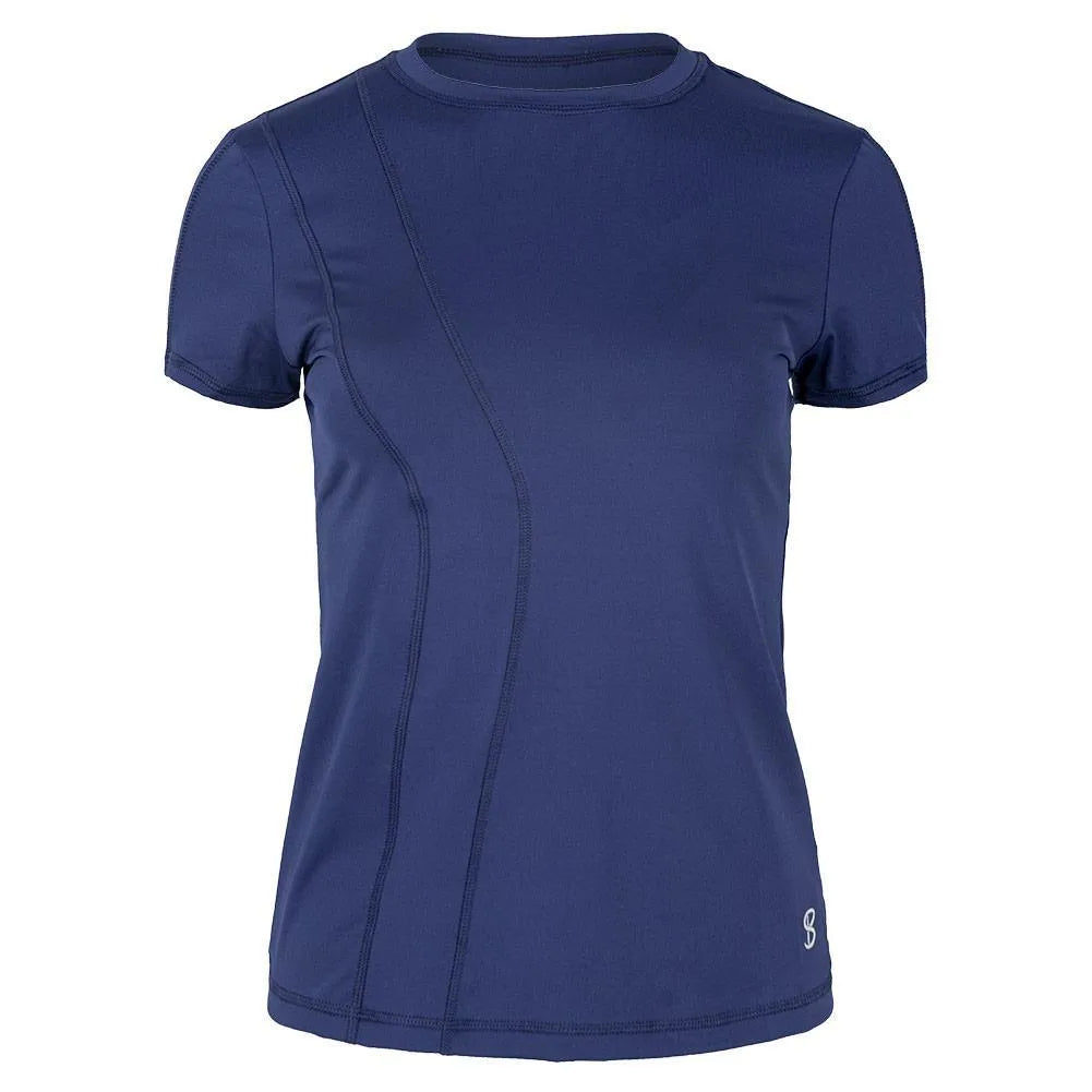 Women's Short Sleeve Tennis Top-Apparel-Sofibella-107016-NAVY-L-Tennis Express