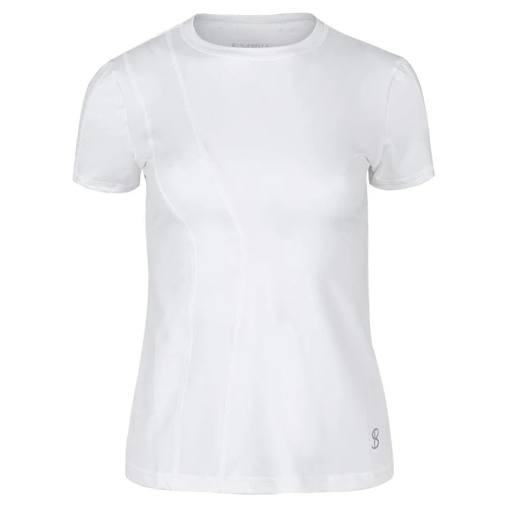 Women's Short Sleeve Tennis Top-Apparel-Sofibella-107016-WHITE-L-Tennis Express