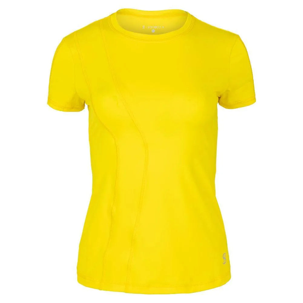 Women's Short Sleeve Tennis Top-Apparel-Sofibella-107016-YELLOW-L-Tennis Express