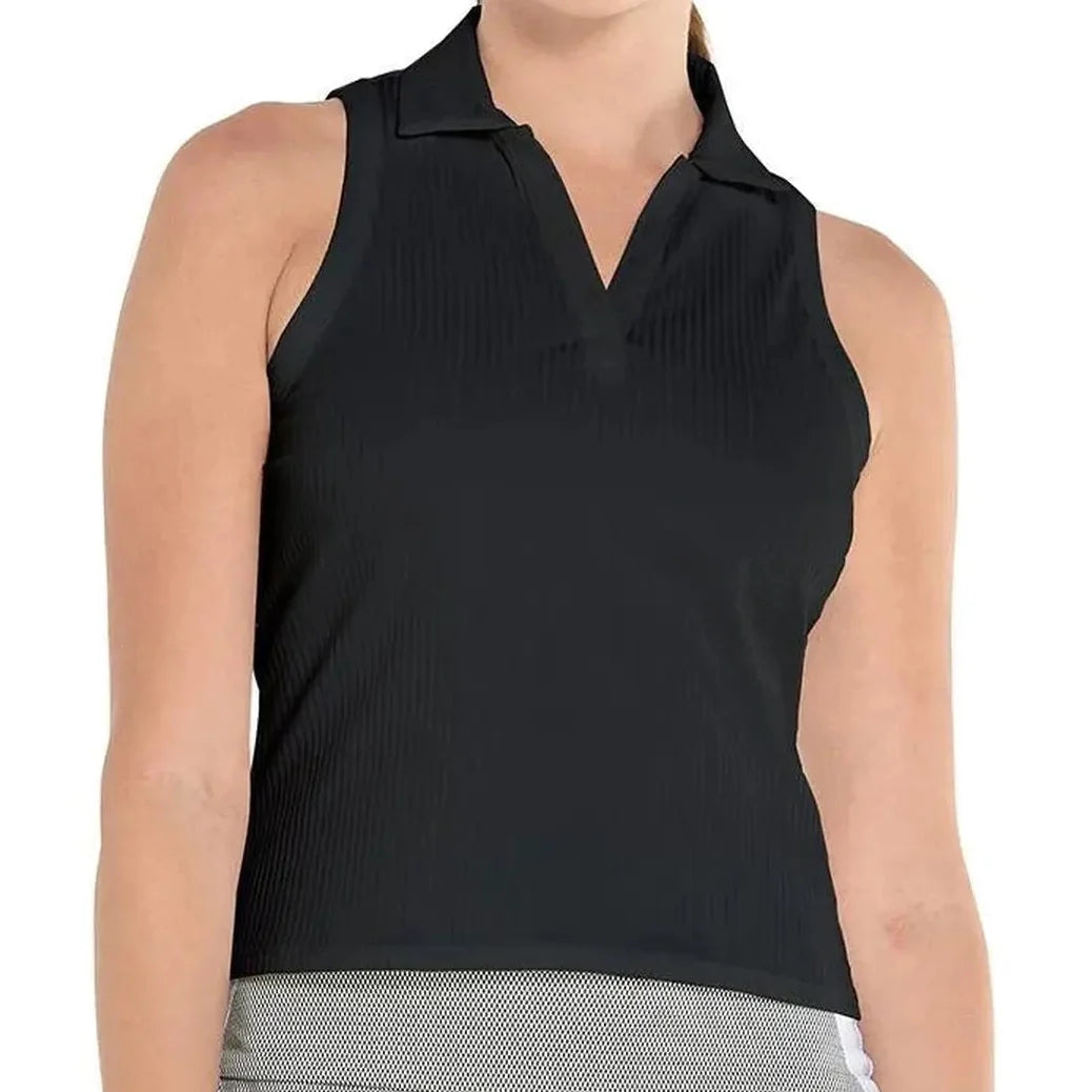 Women's Sleeveless Rib Tennis Polo Black-Apparel-K-Swiss-107609-DEFAULT-L-Tennis Express