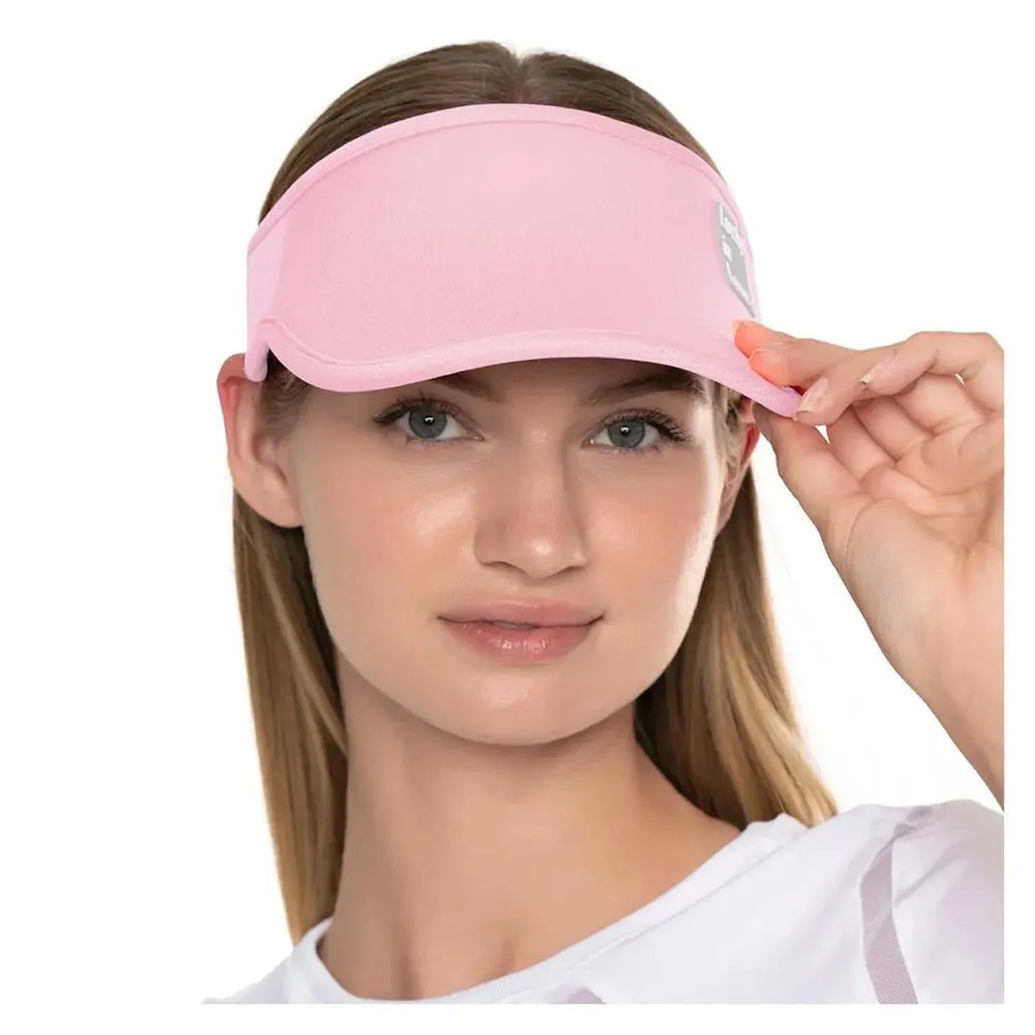 Women's Lucky Logo Stretch Tennis Visor-Apparel-Lucky In Love-108414-685_PINK_SAND-L-Tennis Express