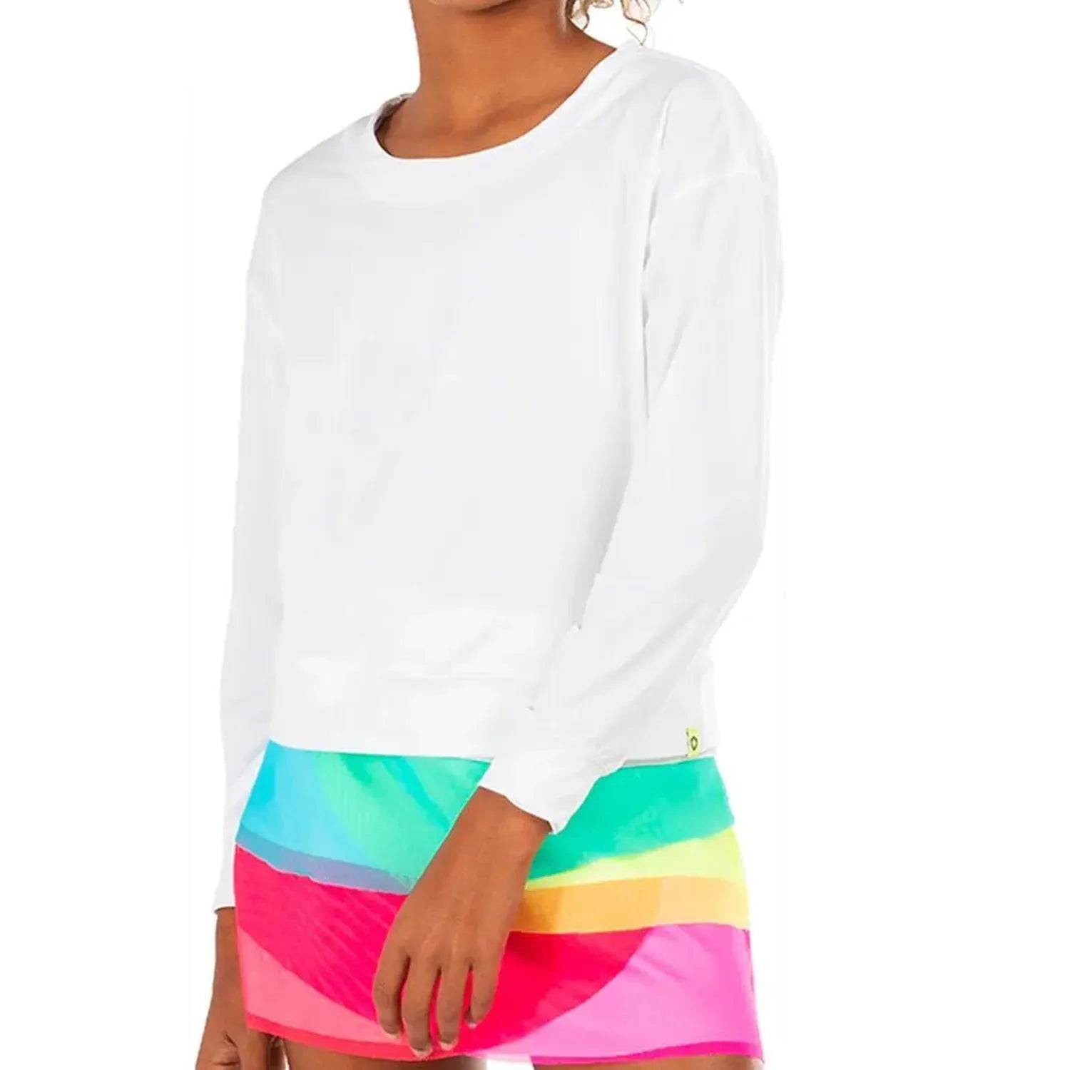 Girls' Hype Tennis Long Sleeve-Apparel-Lucky In Love-108567-110_WHITE-L-Tennis Express