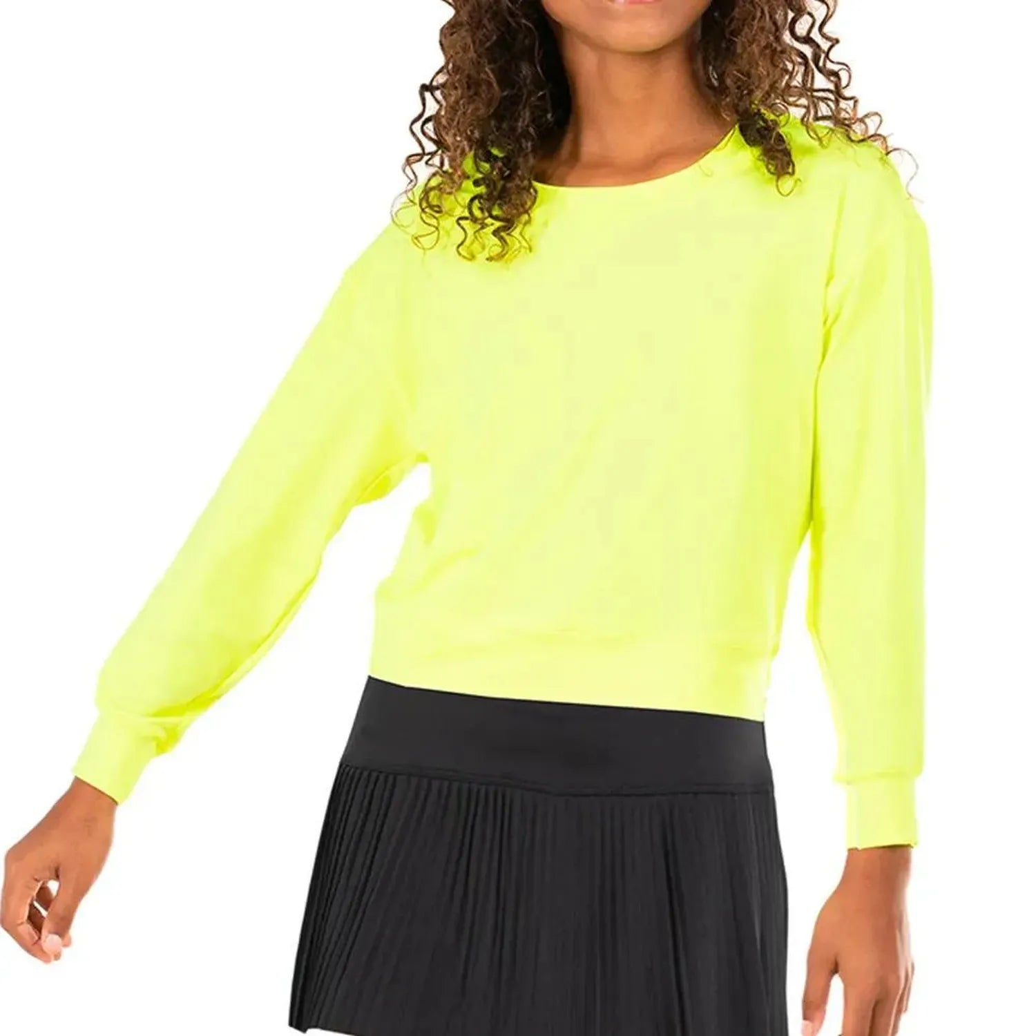 Girls' Hype Tennis Long Sleeve-Apparel-Lucky In Love-108567-710_NEON_YELLOW-L-Tennis Express