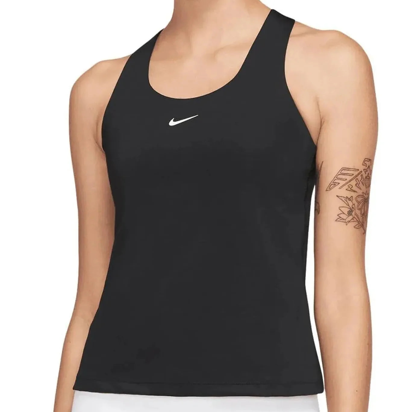 Women's Swoosh Medium-Support Padded Sports Bra Tank-Apparel-Nike-109127-010_BLACKWHITE-L-Tennis Express