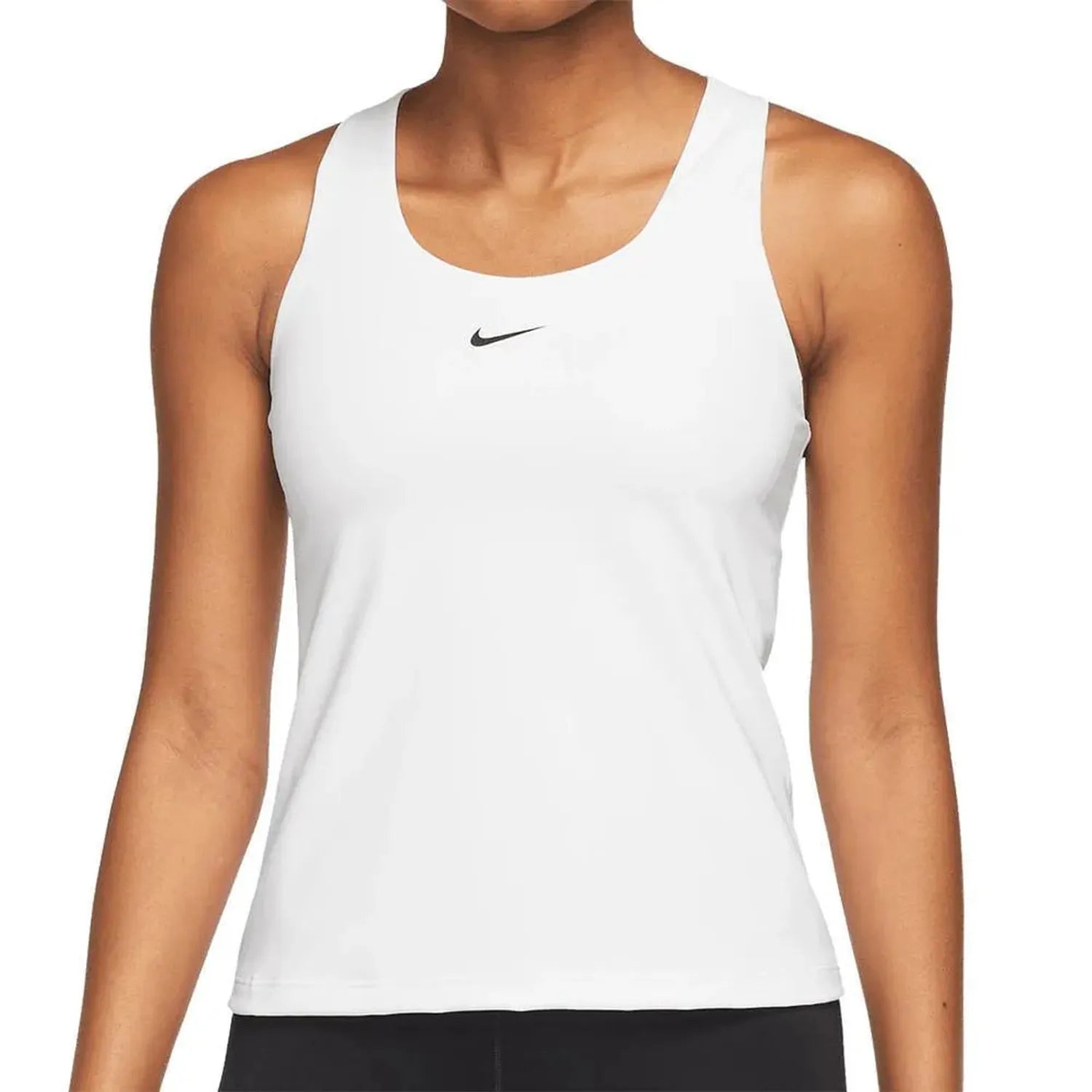 Women's Swoosh Medium-Support Padded Sports Bra Tank-Apparel-Nike-109127-100_WHITEBLACK-L-Tennis Express