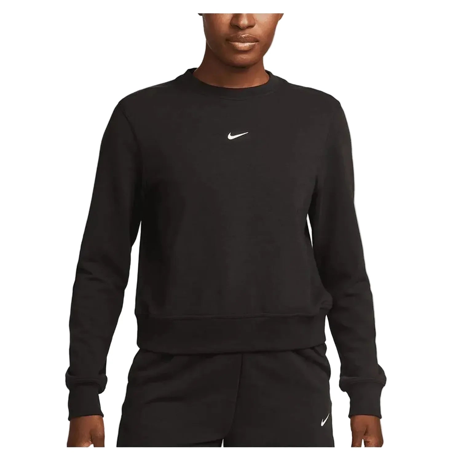 Women's Dri-Fit One Crew-Neck French Terry Sweatshirt-Apparel-Nike-109790-010_BLACK-L-Tennis Express
