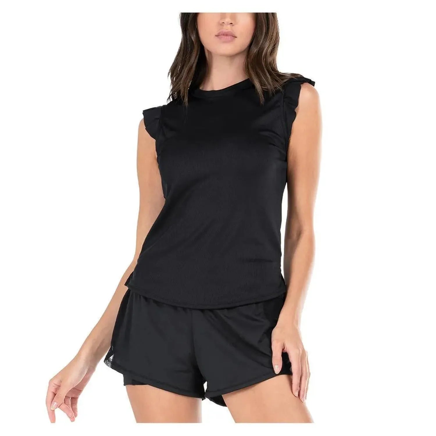 Women's Bring It On Rib Tennis Tank-Apparel-Lucky In Love-110073-001_BLACK-L-Tennis Express