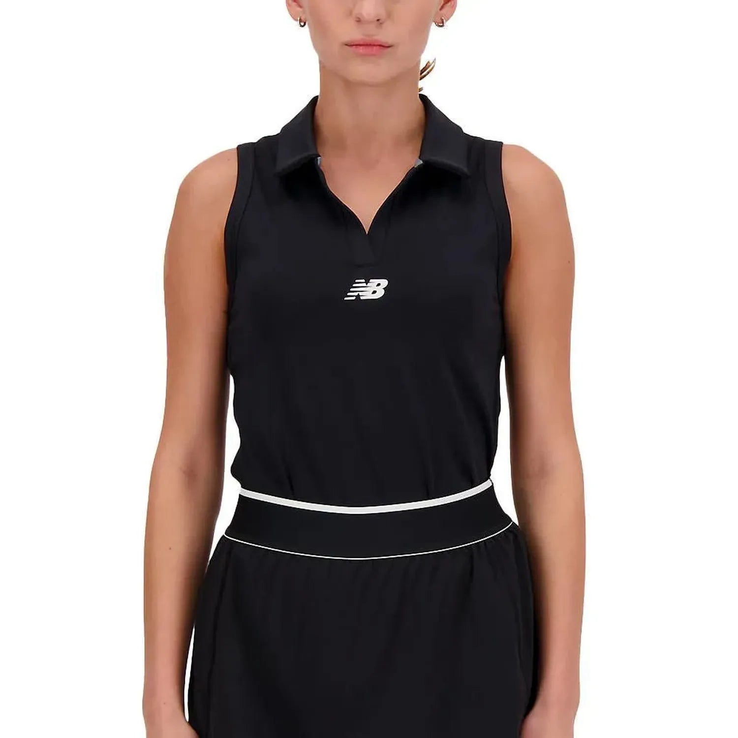Women's Collared Tournament Tennis Tank Black-Apparel-New Balance-111019-DEFAULT-L-Tennis Express