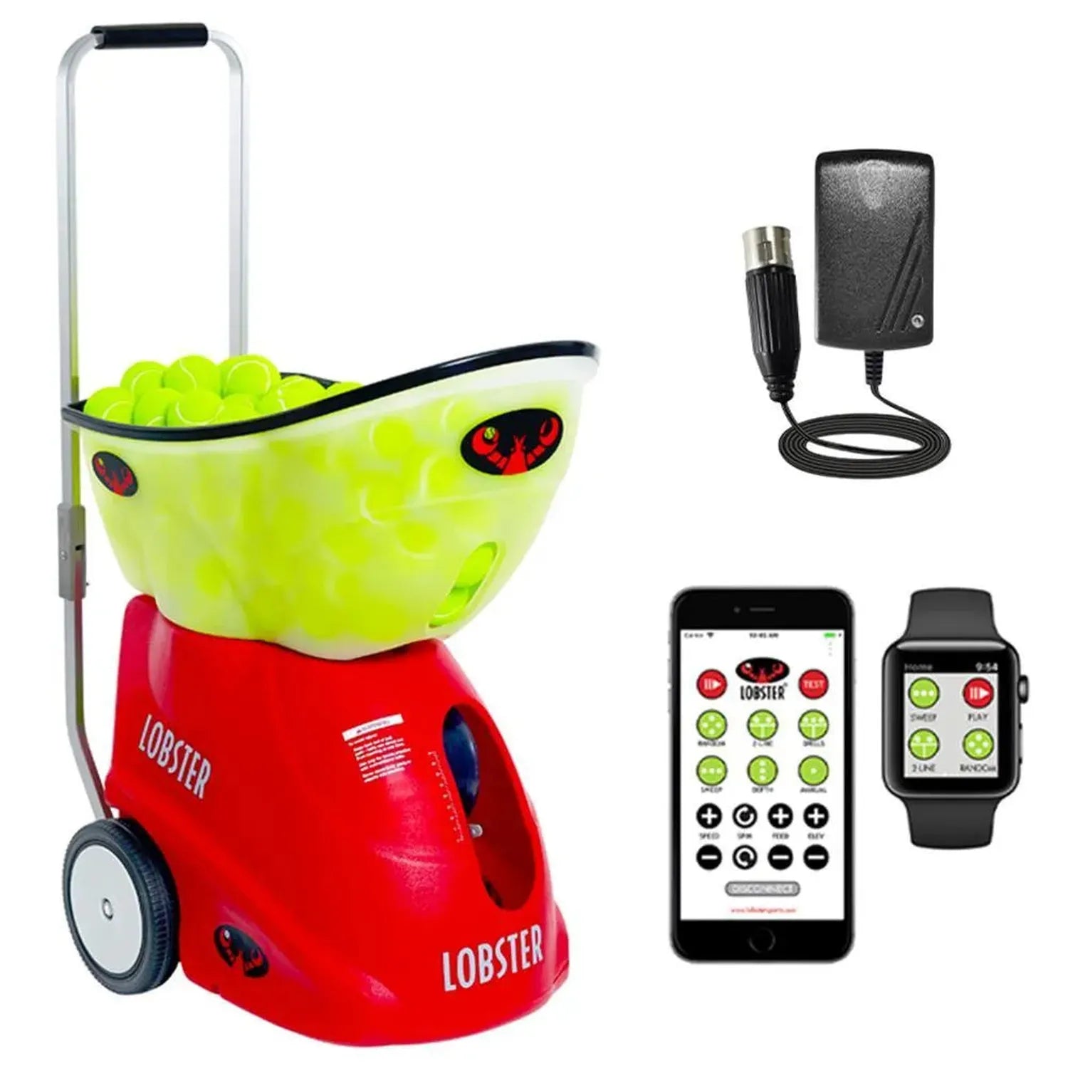 Elite Grand Four with 20-Function Wi-Fi Remote Control for Apple Ball Machine-Court Equipment-Lobster-111562-DEFAULT-L-Tennis Express