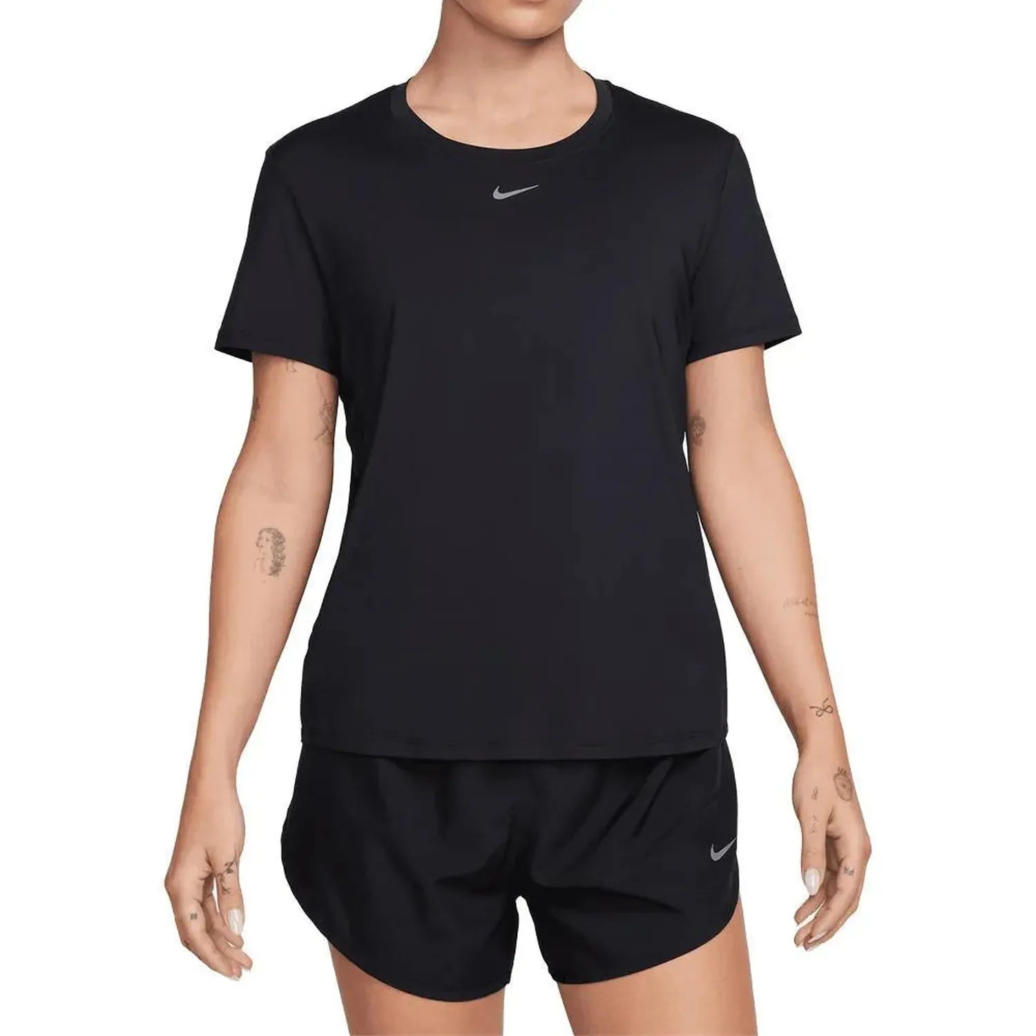 Women's Dri-Fit One Classic Short Sleeve Top-Apparel-Nike-111921-010_BLACKWHITE-L-Tennis Express