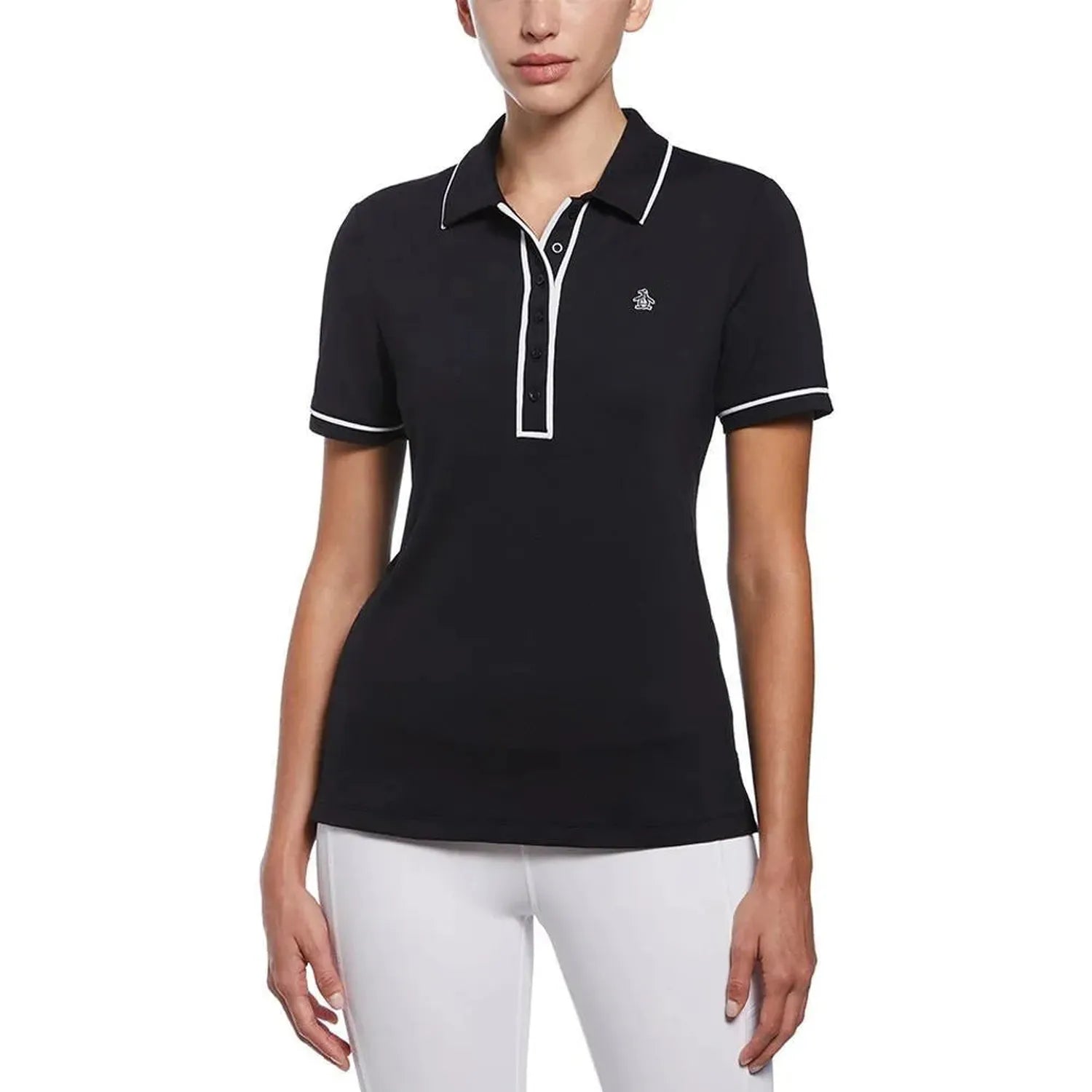 Women's Short Sleeve Veronica Tennis Polo-Apparel-Penguin-112202-001_CAVIAR-L-Tennis Express