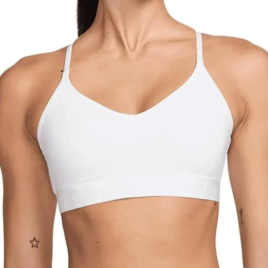 Women's Indy Light Support Padded Adjustable Sports Bra-Apparel-Nike-112332-100_WHITE-L-Tennis Express