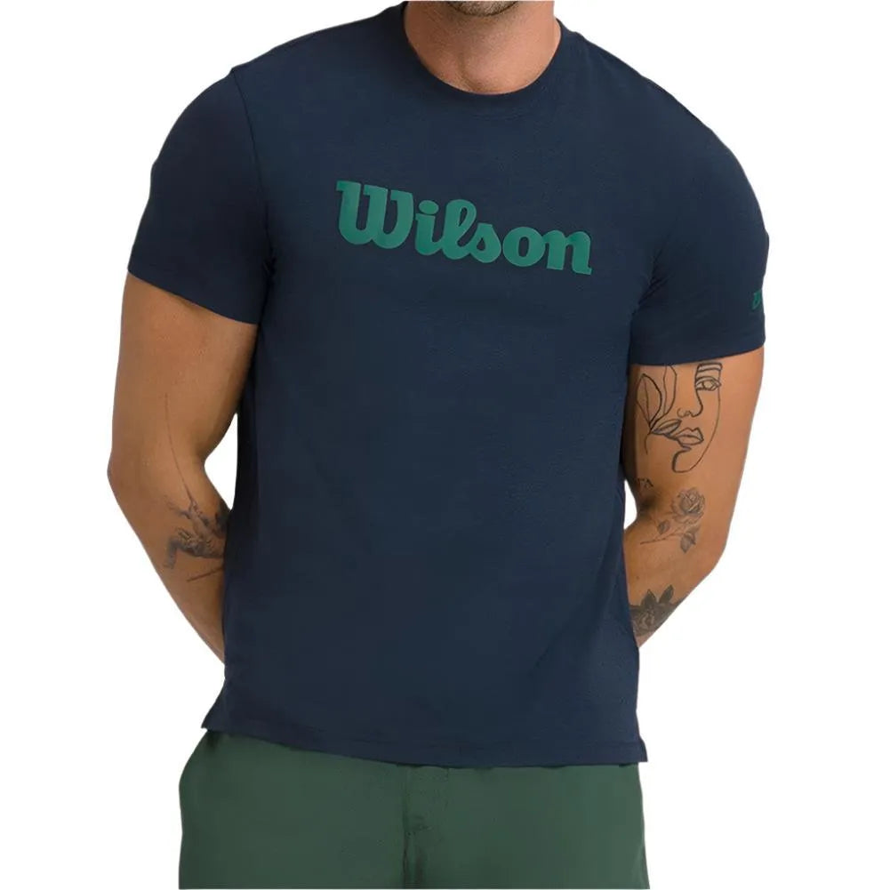Men's Easy Street Tee-Apparel-Wilson-113523-CLASSIC_NAVYGN-L-Tennis Express