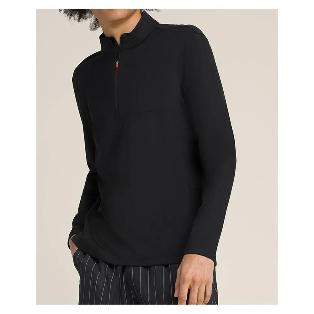 Men's Elevate Performance 1/2 Zip Long Sleeve-Apparel-Wilson-113526-BLACK-L-Tennis Express