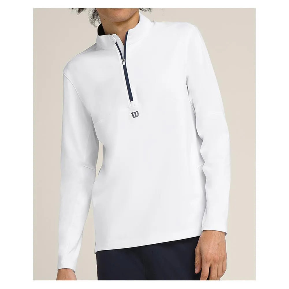 Men's Elevate Performance 1/2 Zip Long Sleeve-Apparel-Wilson-113526-BT_WHITE-L-Tennis Express