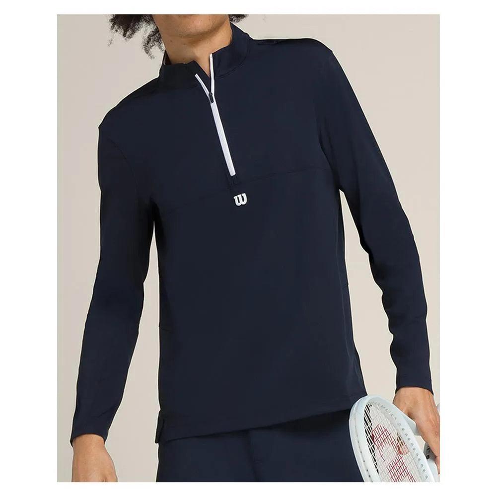 Men's Elevate Performance 1/2 Zip Long Sleeve-Apparel-Wilson-113526-CLASSIC_NAVY-L-Tennis Express