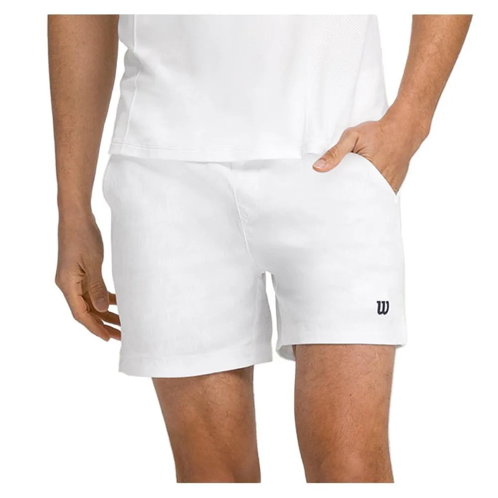 Men's Volley 6 Inch Tennis Short Bright White-Apparel-Wilson-113531-DEFAULT-L-Tennis Express