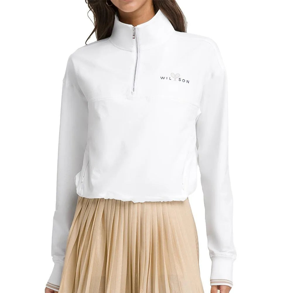 Women's Davenport Woven Pop Over-Apparel-Wilson-113619-BT_WHITE-L-Tennis Express