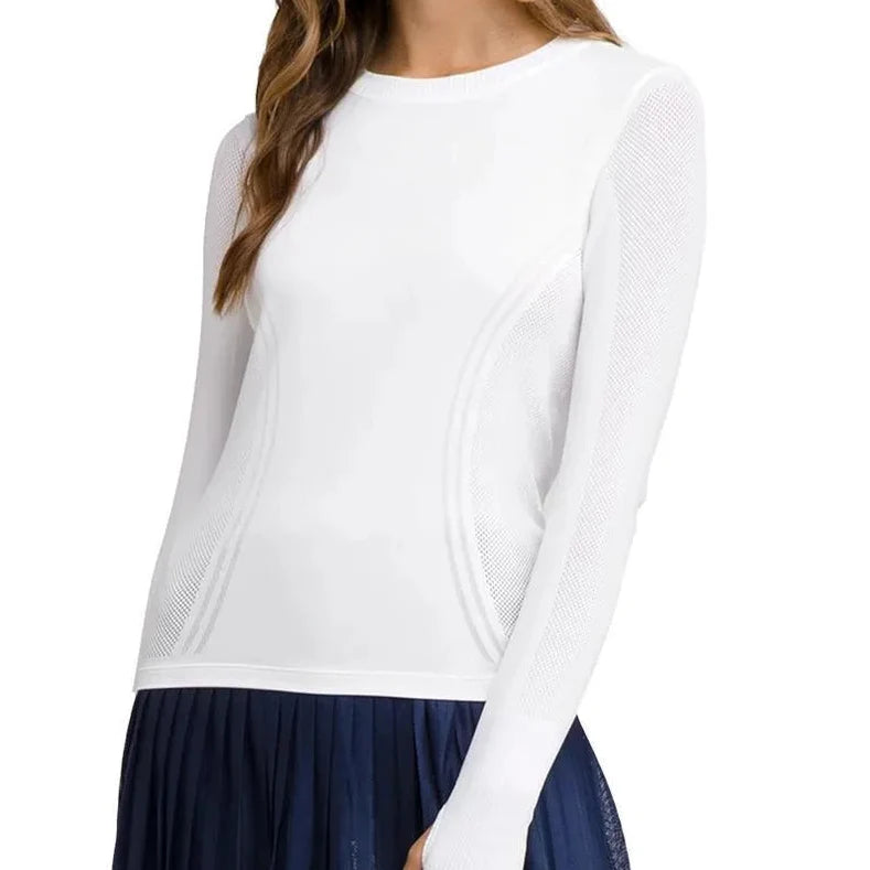 Women's Pro Seamless Long Sleeve-Apparel-Wilson-114261-BT_WHITE-L-Tennis Express