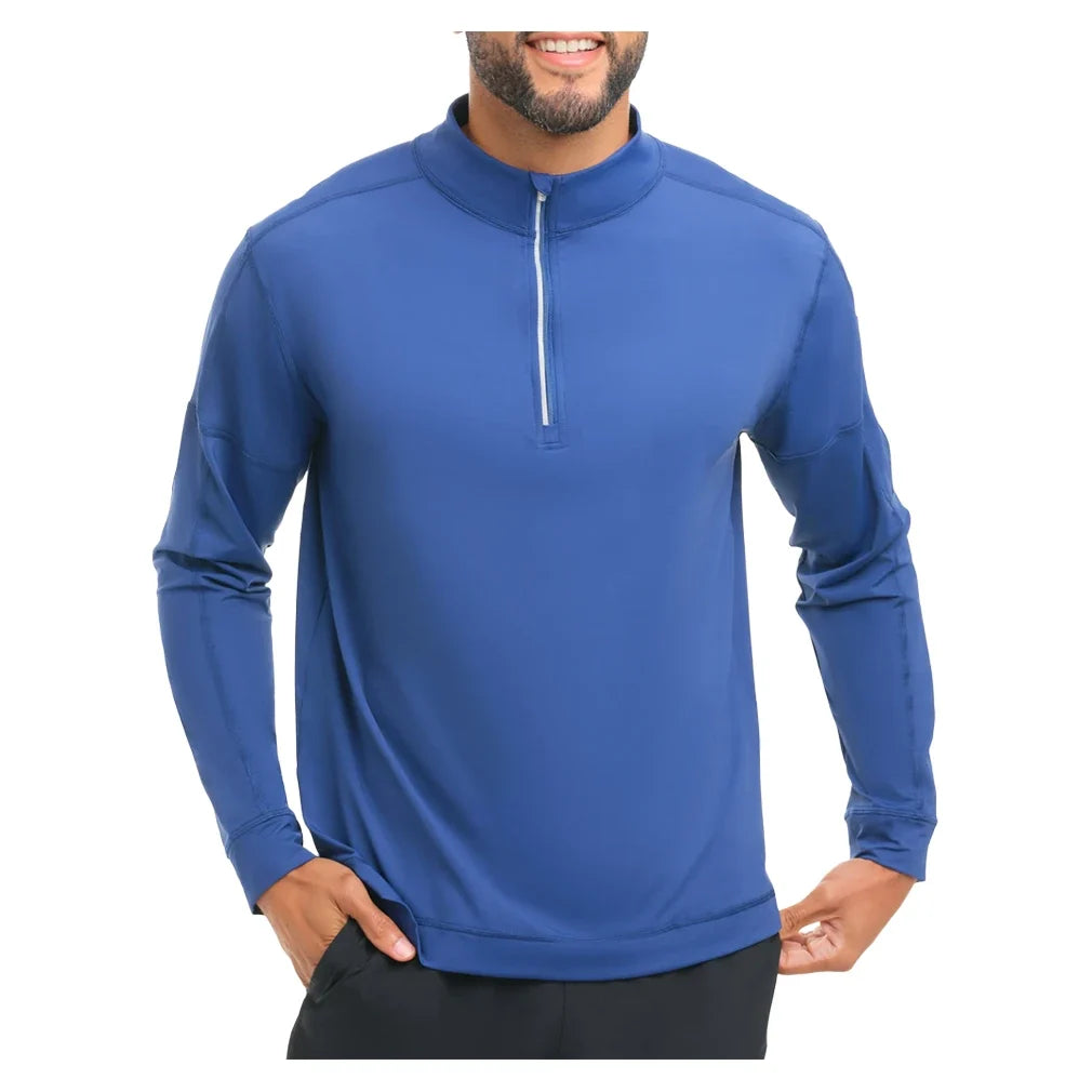 Men's Mock Zip Tennis Top,Apparel,BloqUV,Navy,S,Tennis Express,12001-B-Navy