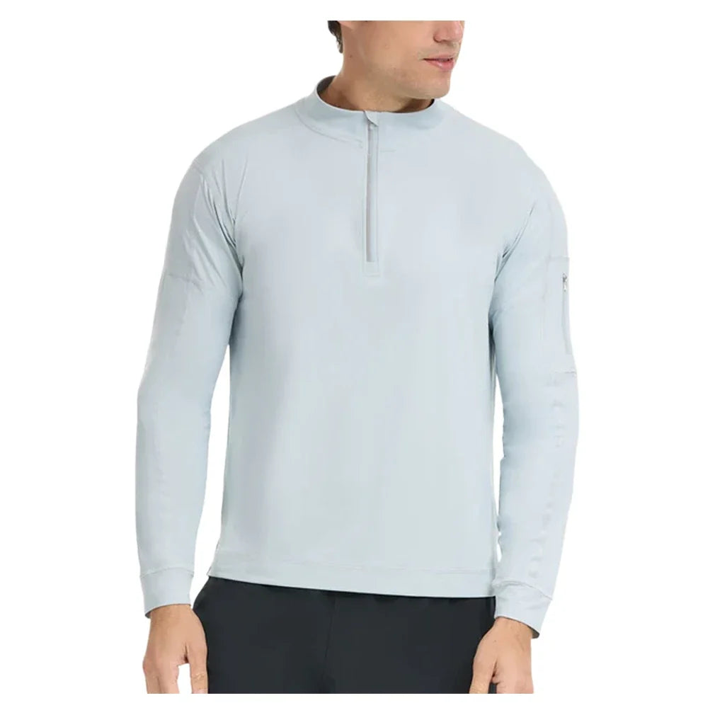 Men's Mock Zip Tennis Top,Apparel,BloqUV,Medium Soft Grey,S,Tennis Express,12001-B-Soft_Gray