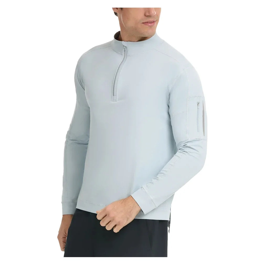 Men's Mock Zip Tennis Top,Apparel,BloqUV,,,Tennis Express,12001-B-Soft_Gray1