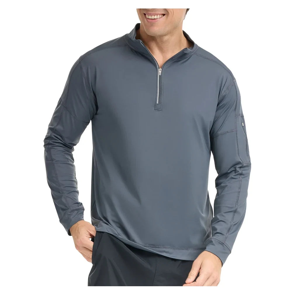 Men's Mock Zip Tennis Top,Apparel,BloqUV,Smoke,S,Tennis Express,12001-B-smoke1