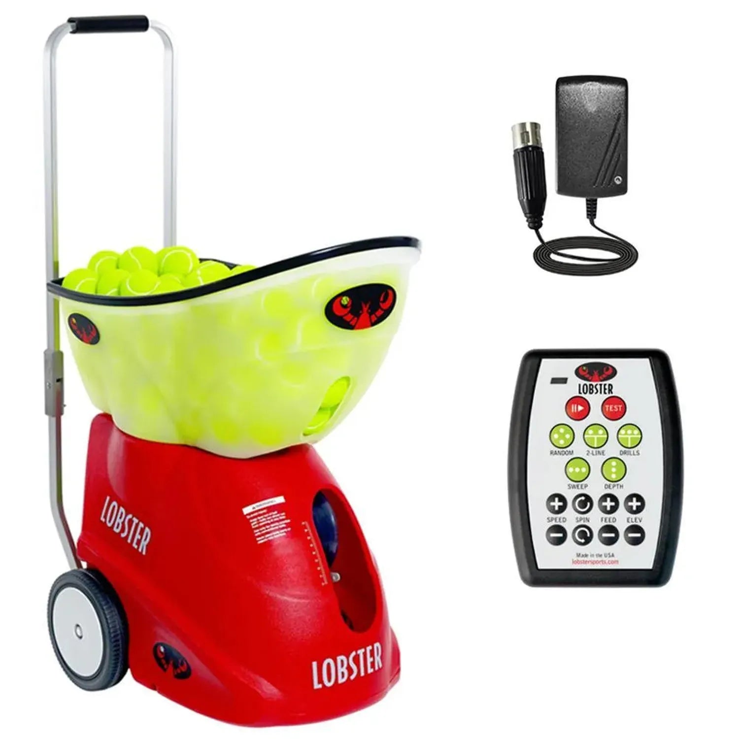 Elite Grand Four with 20-Function Remote Control Ball Machine-Court Equipment-Lobster-1687-DEFAULT-L-Tennis Express