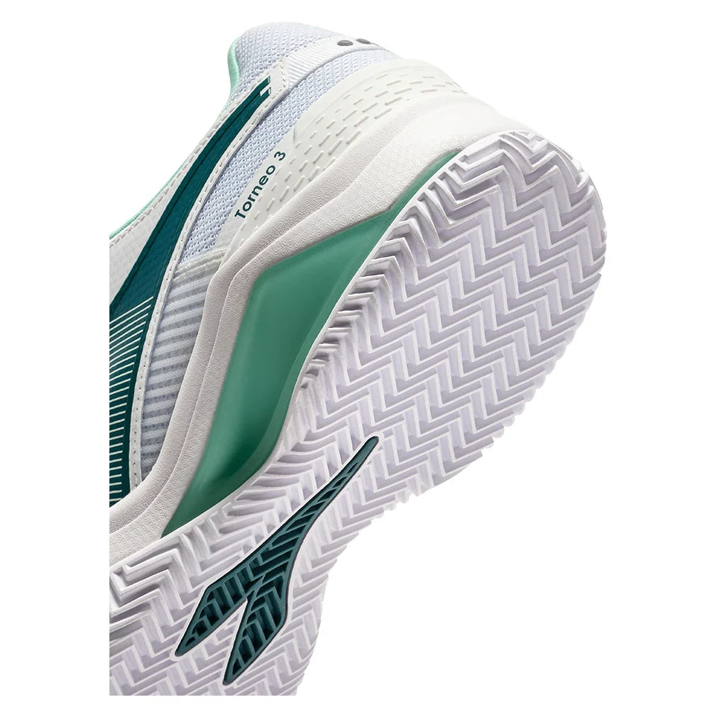 Men's Blushield Torneo 3 Clay Tennis Shoes White and Shaded Spruce-Footwear-Diadora-181468-C9027-7-Tennis Express