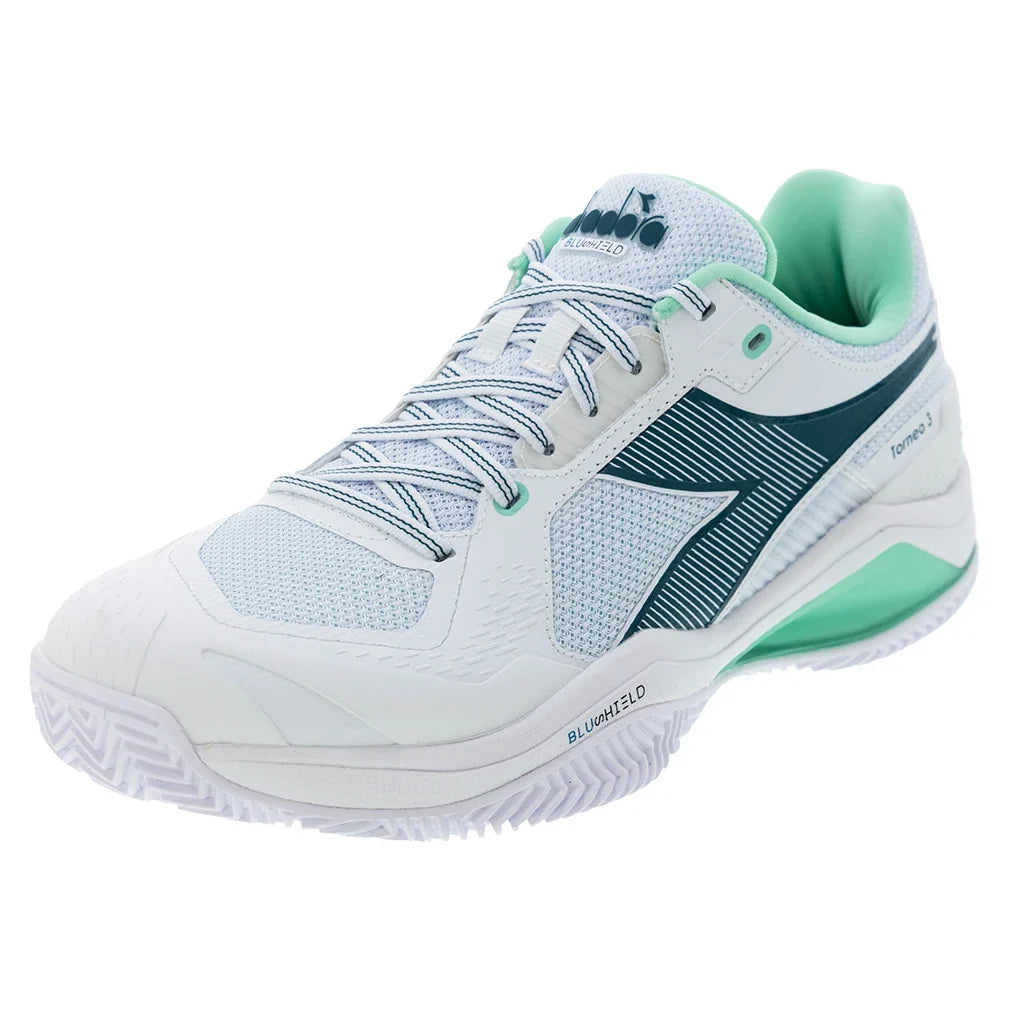 Men's Blushield Torneo 3 Clay Tennis Shoes White and Shaded Spruce-Footwear-Diadora-181468-C902701copy-710878Tennis Express